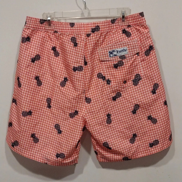 Trunks Men's Swami Gingham Pineapple Print Swim Shorts Size L -Beach Wear Summer - Picture 5 of 6